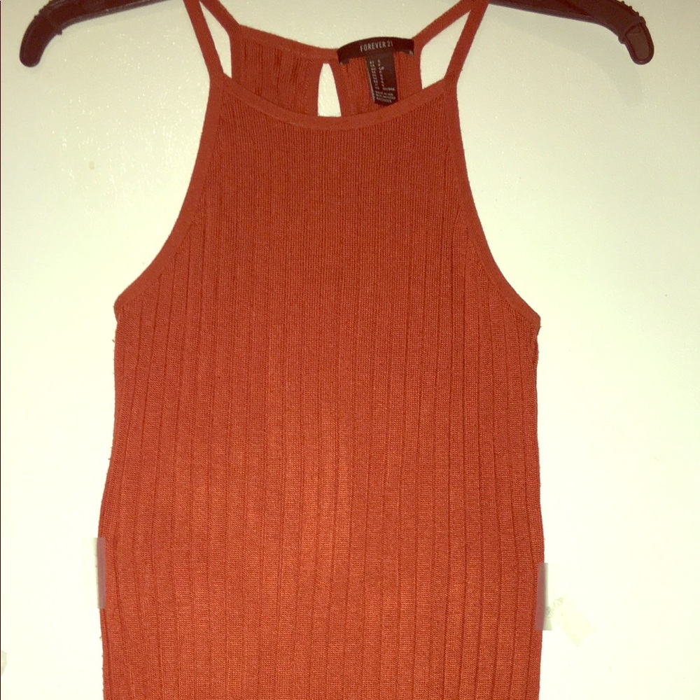 Rust Color Razor Back Fitted Mini Dress